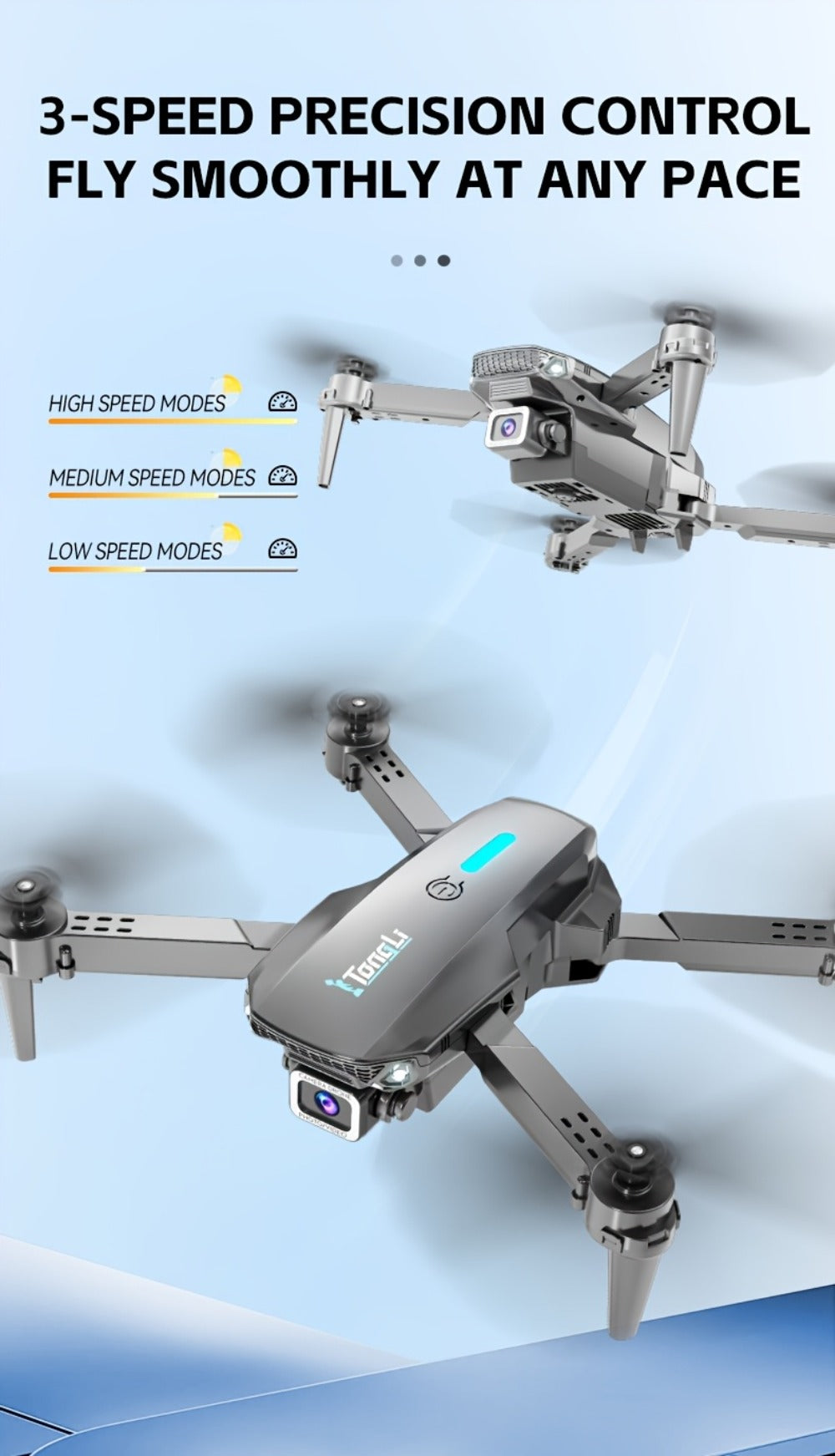 Foldable HD Camera Drone Free Storage Bag USB-C Charging 3D Flips Single or Dual Camera Built-in Screen Remote