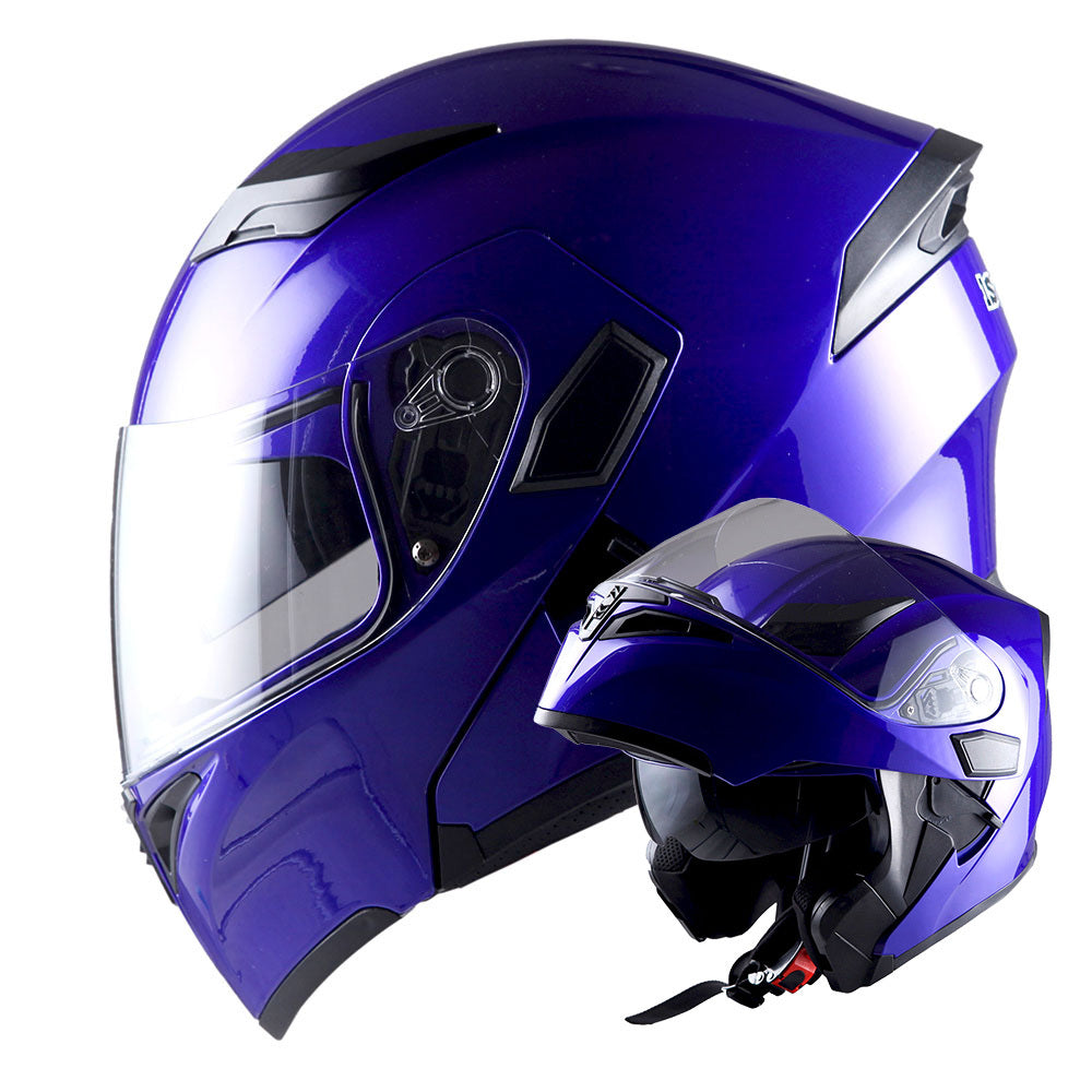 Motorcycle Helmet Modular Flip-Up Full-Face Shell with Dual Visors, S-XL Sizes and Arrow, Storm or Glossy Styles