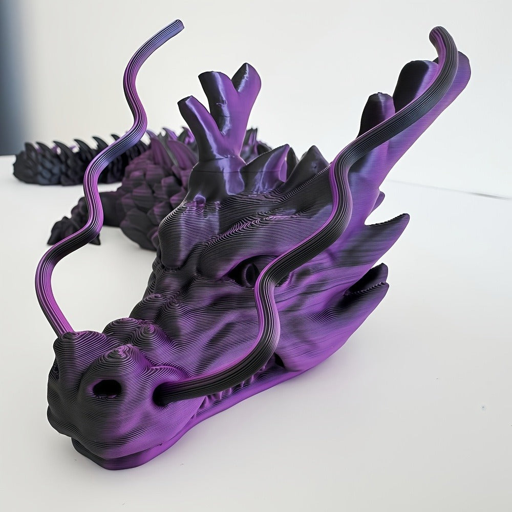 3D Printed Dragon 35.4 Inch with Flexible Joints – Articulated Poseable Dragon Figurine for Car Dashboard, Home Decor & Desk Display