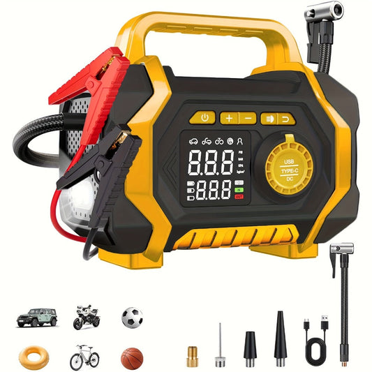 7000A Jump Starter with Air Compressor & Tire Inflator, 8-in-1 Portable Car Battery Booster for 9L Gas 8.5L Diesel, 150PSI Auto-Stop