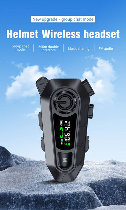 Motorcycle Helmet Bluetooth Intercom Headset 500M Range Bluetooth 5.3 LED Display Noise Cancelling Voice Control FM Radio Music Sharing