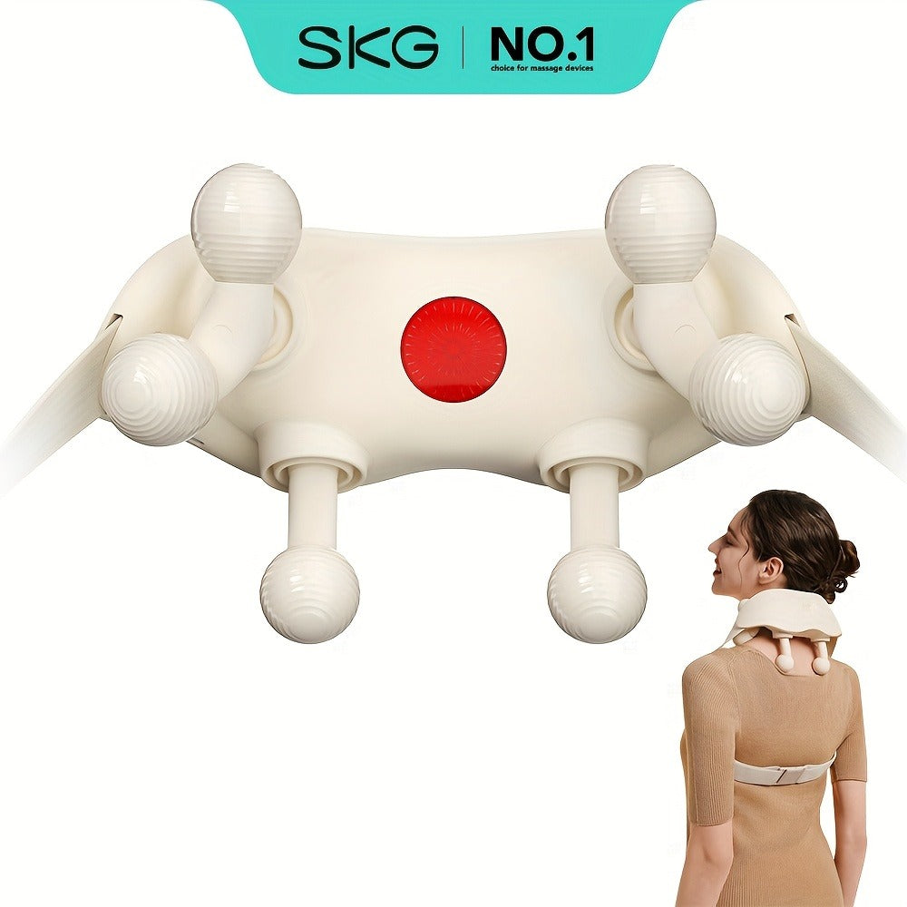 Wearable Neck & Shoulder Massager with Heat, 6D Bionic Hand Kneading Trapezius Massager, 9 Modes 3 Intensities 40-45°C Heat