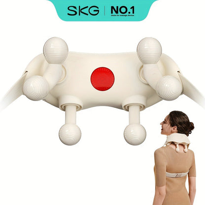 Wearable Neck & Shoulder Massager with Heat, 6D Bionic Hand Kneading Trapezius Massager, 9 Modes 3 Intensities 40-45°C Heat