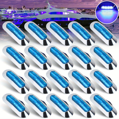 Marine LED Navigation Lights Set of 20 – Stern Circular Deck & Onboard Boat Lights for Yachts & Boats | Low Frequency, No Battery Required