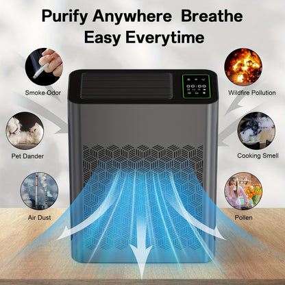Air Purifier with HEPA Filter, PM2.5 Display, Air Sensor, Auto Mode, Timer and Two Color Options