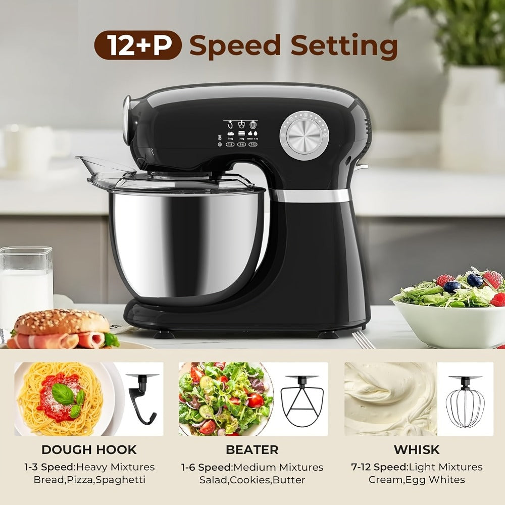 Bowl-Lift Stand Mixer 5.5 Qt 4-in-1 Electric Vertical Mixer 350W 12-Speed with Pulse for Entryways, Bedrooms and Living Spaces