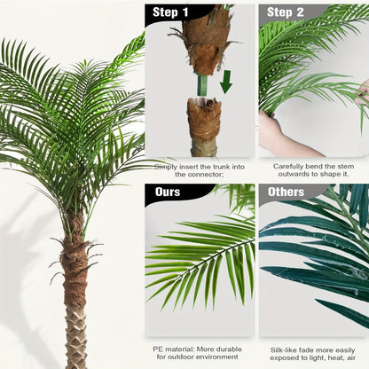 Large Artificial Palm Tree 7ft 8ft 9ft, UV Resistant Faux Tropical Palm Tree with Realistic Leaves for Outdoor Patio Garden Yard
