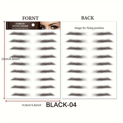 6D Eyebrow Tattoo Stickers Waterproof 8 Pcs for Women Girls, for Temporary Body Art, Festivals and Costumes