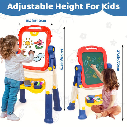 Art Easel for Kids Adjustable Double-Sided Standing Easel with Painting Accessories for Boys & Girls Ages 3+