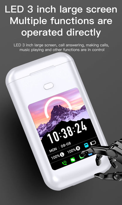 5000mAh Battery Wireless Earphones 3-in-1 HiFi Stereo LED Touch Screen Multiple EQ for Bedside Audio, Alarms and Room Entertainment