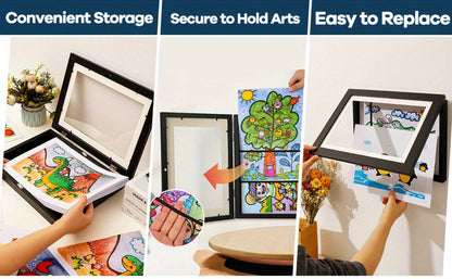 Kids Artwork Frames Front Opening Changeable 8.5x11 Inch Children Art Display Picture Frame for Drawing Crafts Photos Holds 130 Pieces Wood