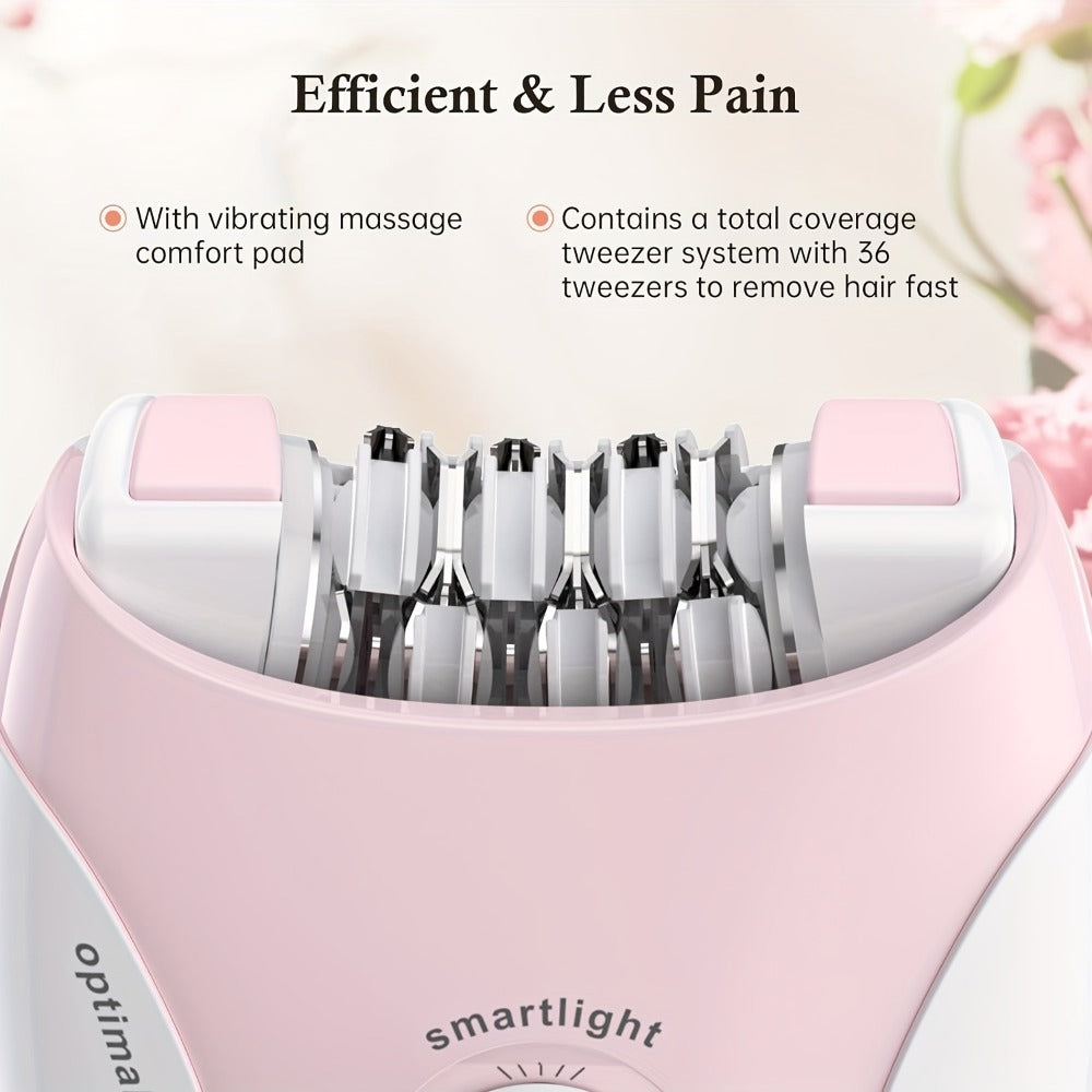 Electric Epilator for Women USB Rechargeable 2-Speed Painless Hair Removal – Stainless Steel Blades Cordless Portable Body Hair Remover