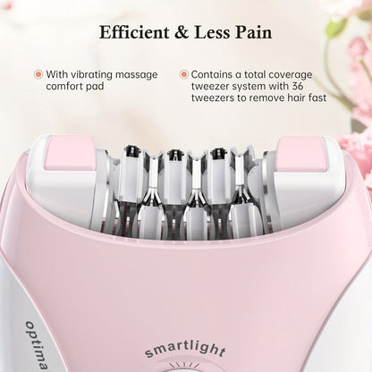 Electric Epilator for Women USB Rechargeable 2-Speed Painless Hair Removal – Stainless Steel Blades Cordless Portable Body Hair Remover