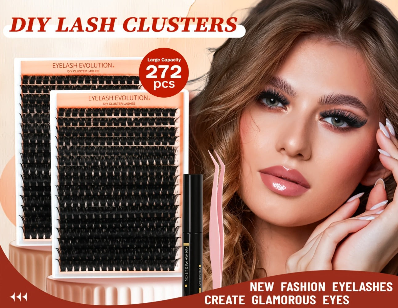 100D Volume Cluster Lashes DIY Individual Lash Extension Kit – Soft Reusable Single Clusters for Full Thick Dramatic Lash Look