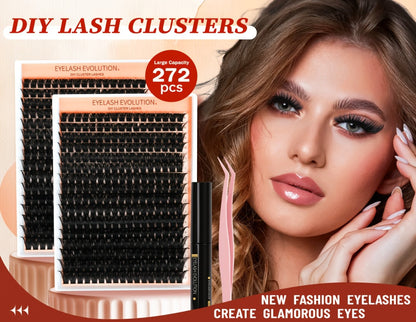 100D Volume Cluster Lashes DIY Individual Lash Extension Kit – Soft Reusable Single Clusters for Full Thick Dramatic Lash Look
