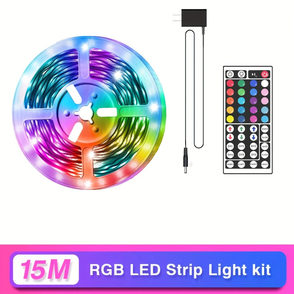 RGB LED Strip Lights for Party Wedding Event with 44-Key Remote – Colorful Color Changing Dimmable 50FT 100FT for Bedroom Kitchen Bar