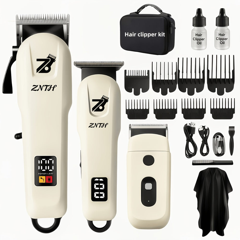 Professional Hair Clipper Kit 9-in-1 Trimmer for Haircut Bald Head Shaving LCD Display for Everyday Face, Beard and Body Grooming