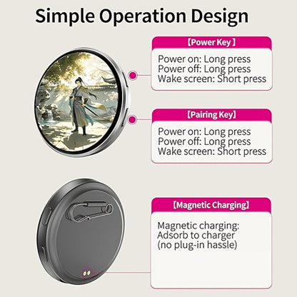 Electronic Anime Badge with Display Screen, Dynamic Touch, High Frame Rate, 600mAh Battery, Bluetooth 6.0 & USB Magnetic Charging