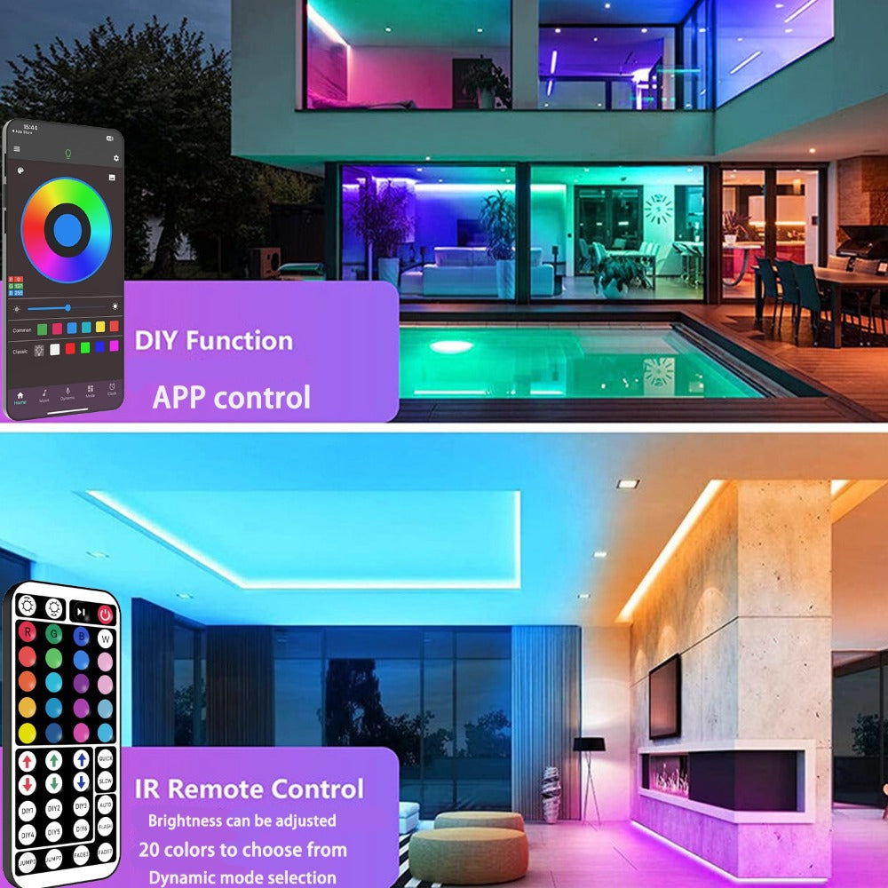 LED Strip Light RGB USB-Powered Room Kit in 16.4ft, 49.2ft or 98.4ft with App and 44-Key Remote