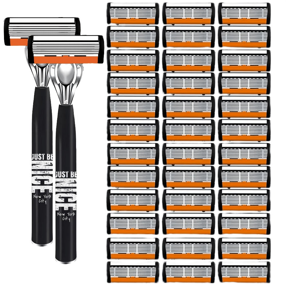 Men's Safety Razor Set with Replacement Blades - Handle Double Edge Razor for Shaving & Beard Grooming