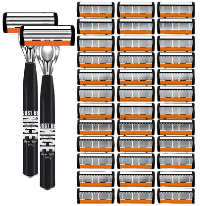 Men's Safety Razor Set with Replacement Blades - Handle Double Edge Razor for Shaving & Beard Grooming