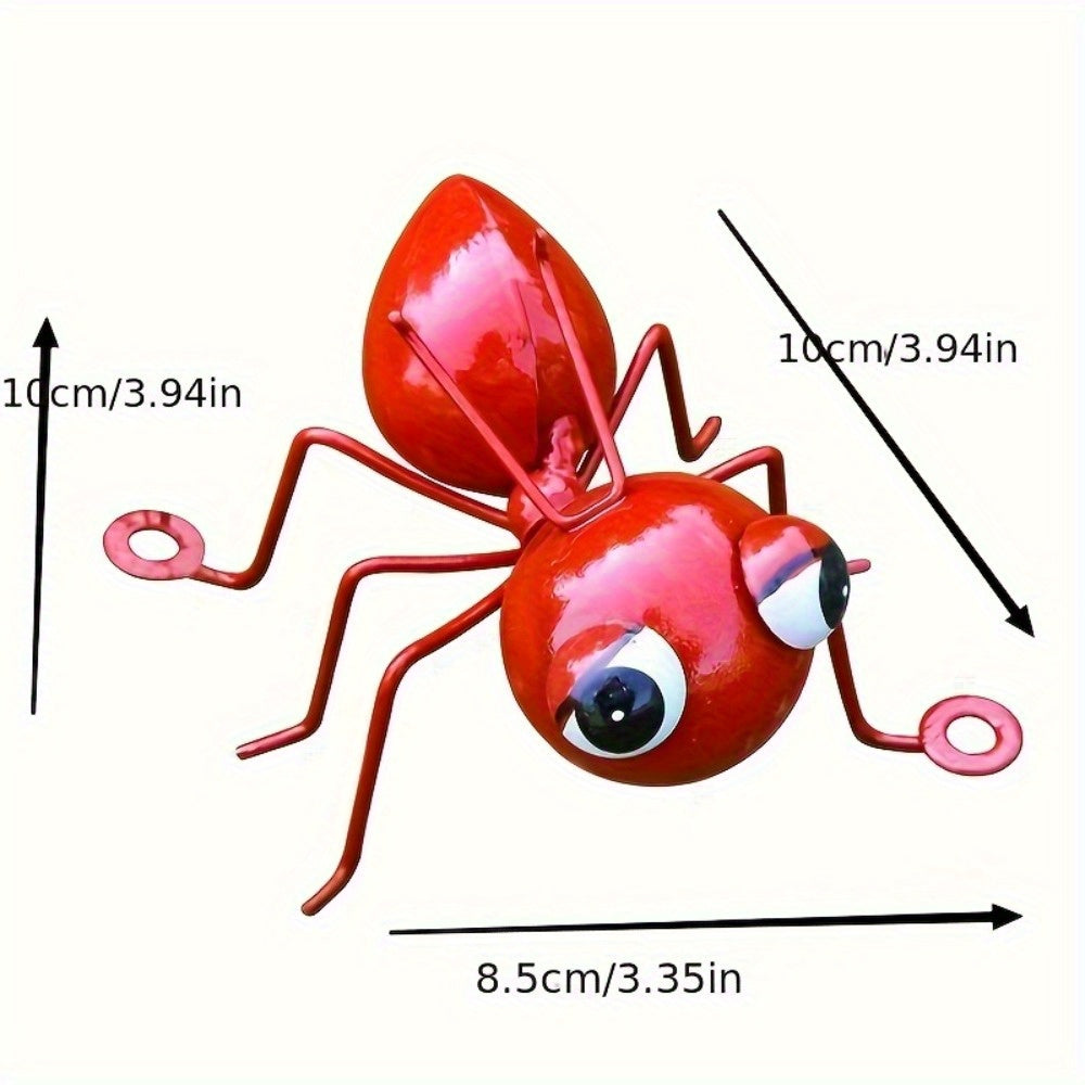 Garden Ant Sculptures 4-Pack – Rustic Iron Metal Yard Decor Figurines with Big Eyes, Halloween & Outdoor Patio Decoration, No Battery Needed