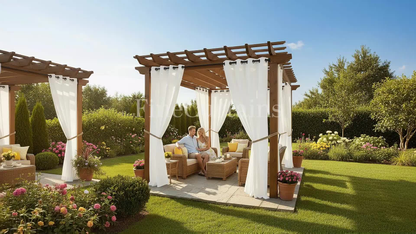 Sheer Curtains for Patio Outdoor, Grommet Top, 4 Panels, UV &, Drapes for Pergola, Gazebo, Porch