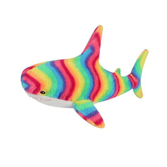 Stuffed Animal Rainbow Shark with Long Pillow Shape, Mixed Colors and Soft Plush Fabric for Room Decor