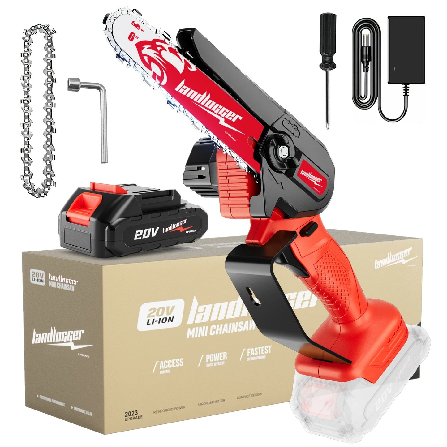 Mini Chainsaw Cordless 4 & 6 Inch Electric - Upgraded Portable Battery Chainsaw with Safety Lock