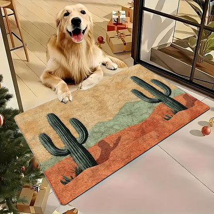 Desert Cactus Print Rectangular Doormat in 40 x 60, 50 x 80 or 45 x 120cm Size Options Pictured