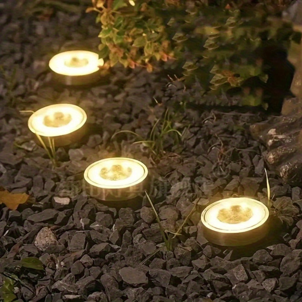 Solar Ground Lights 8 Pack 8-LED - Ultra Bright Semi-Recessed Outdoor Floor Lights for Garden Pathway Driveway Deck Staircase Pool