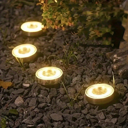 Solar Ground Lights 8 Pack 8-LED - Ultra Bright Semi-Recessed Outdoor Floor Lights for Garden Pathway Driveway Deck Staircase Pool