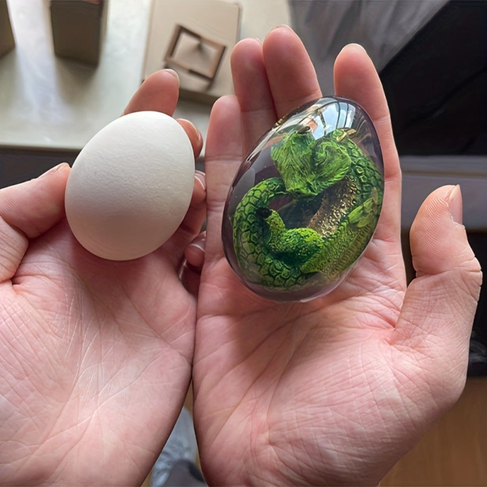 Dragon Egg Statue Transparent Resin Dragon Egg Figurine Dinosaur Souvenir Collectible Craft for Entryways, Bedrooms and Living Spaces