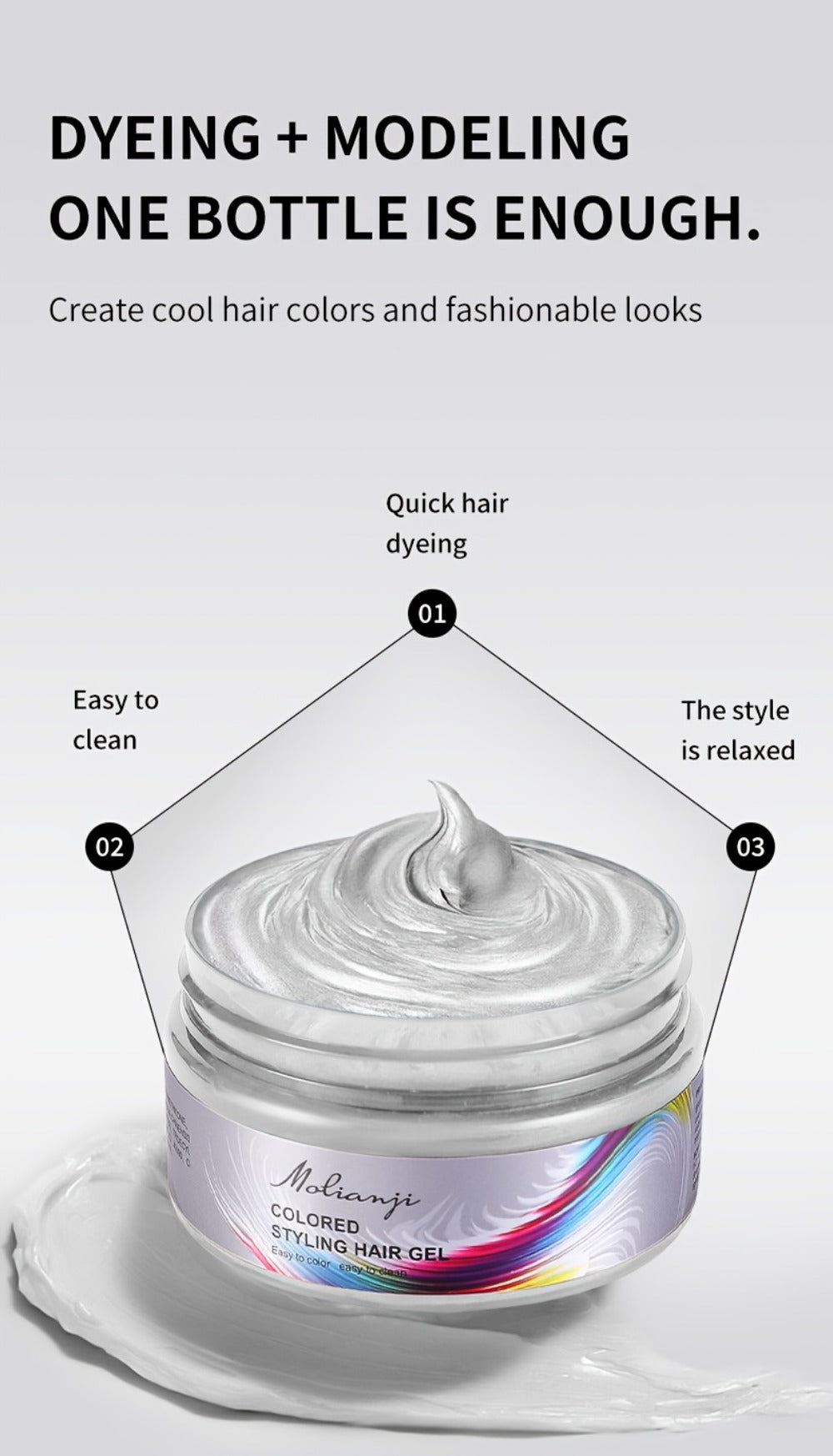 Hair Color Wax Temporary Hair Dye 3.53oz, 9 Vivid Shades, Easy Wash, Non-Damaging for Everyday Face, Beard and Body Grooming