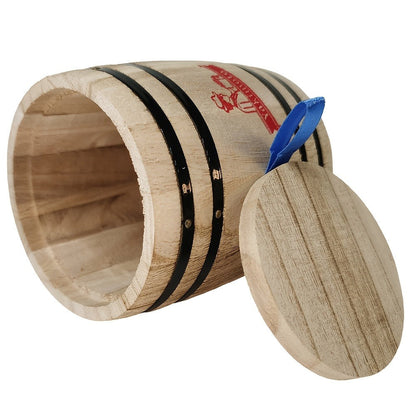 Wooden Barrel Storage Jar with Lid, Rustic Mini Desktop Organizer for Coffee Beans, Sugar, Candy