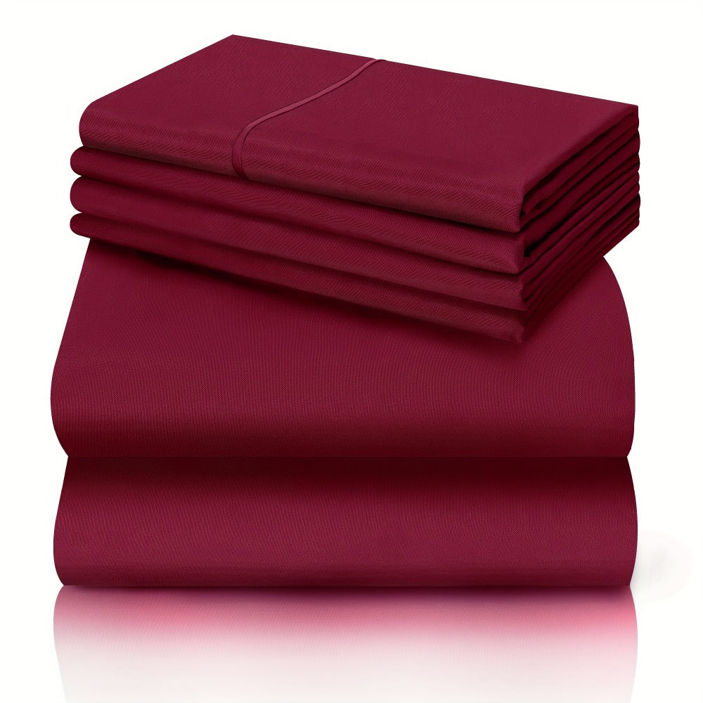 Bed Sheet Set California King 6-Piece Microfiber with 18-Inch Pocket and Sixteen Solid Color Choices