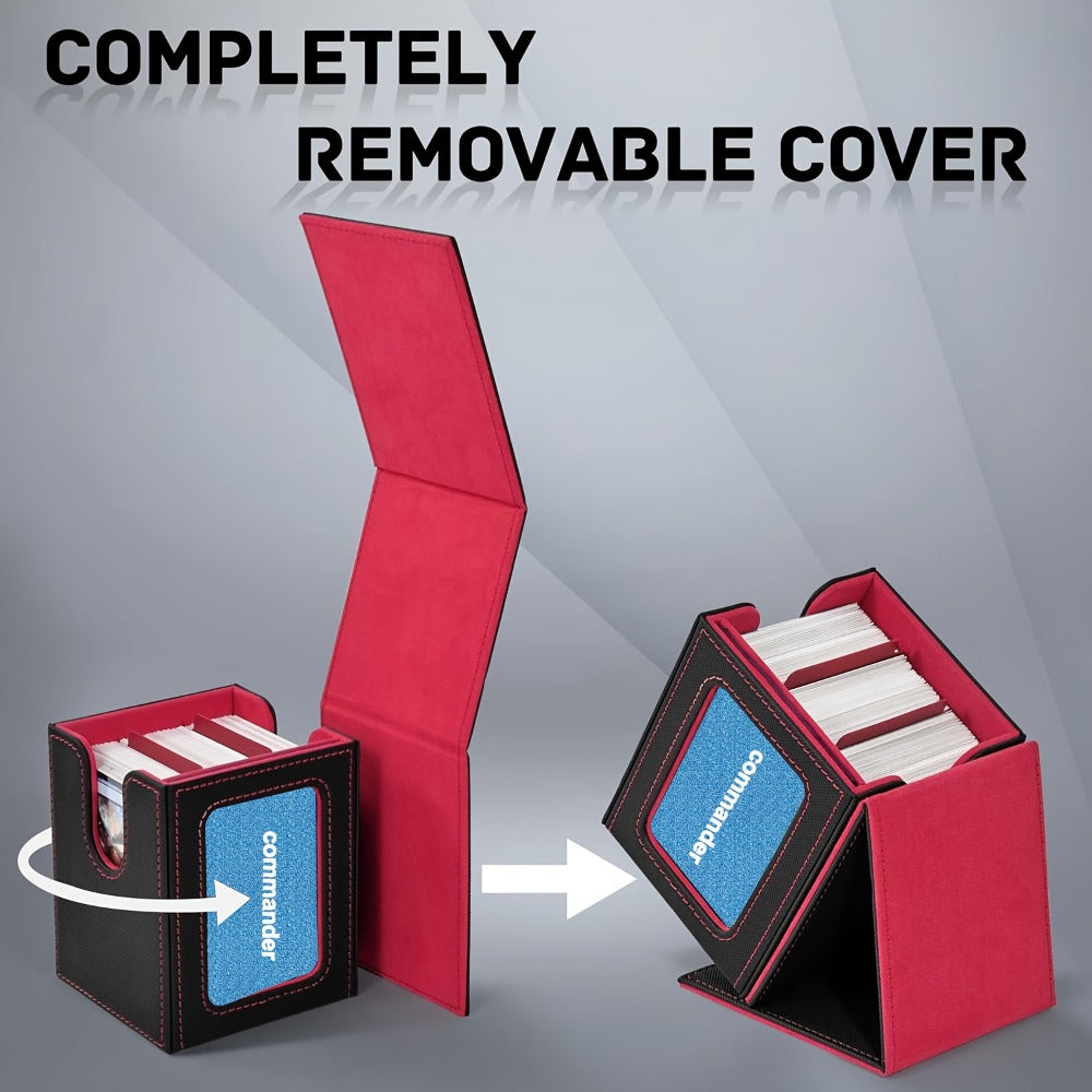 Windowed Trading Card Deck Box with Two Dividers and Five Black Accent Color Options for Organized Storage
