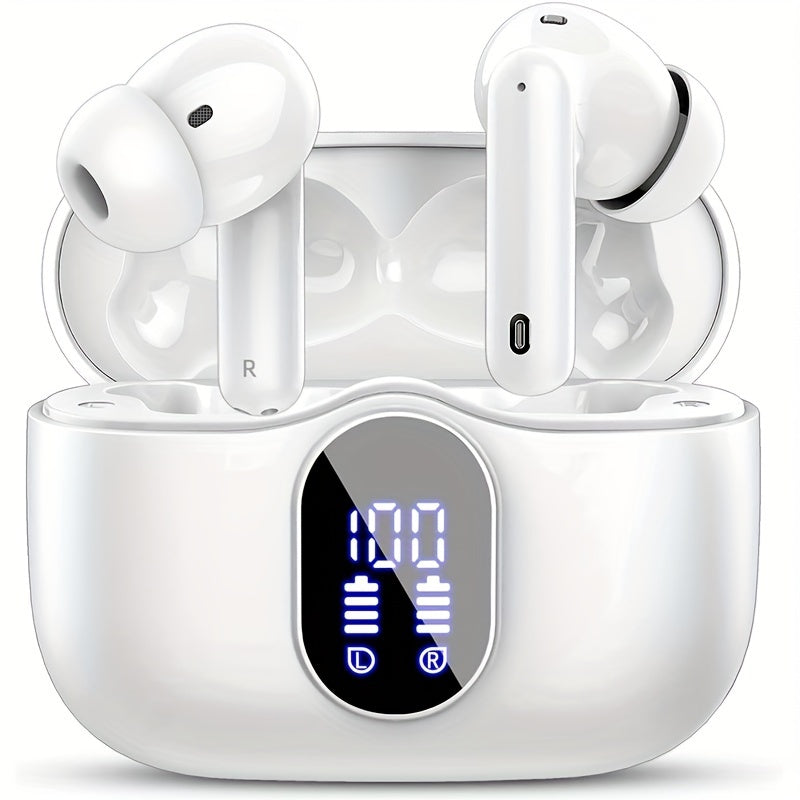 Bluetooth 5.3 Wireless Earbuds with LED Battery Display Case, Type-C Charging and 13 Color Options