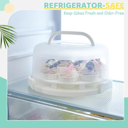 10-Inch Cake Carrier with Lid Plastic Cake Storage Container Cupcake Keeper 2 Handles for Entryways, Bedrooms and Living Spaces