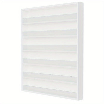 Wall Mount Nail Polish Rack 6 Tier Holds 120 Bottles with Acrylic Baffles – Large Nail Varnish Display Shelf Organizer for Salon Home White