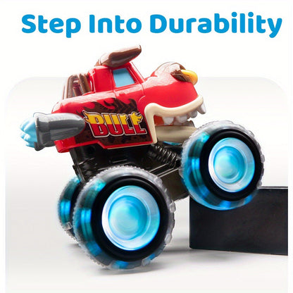 Monster Truck Toys for Toddlers 3-Pack LED Light Up Wheels Press & Go Animal Trucks Shark Bull Dinosaur