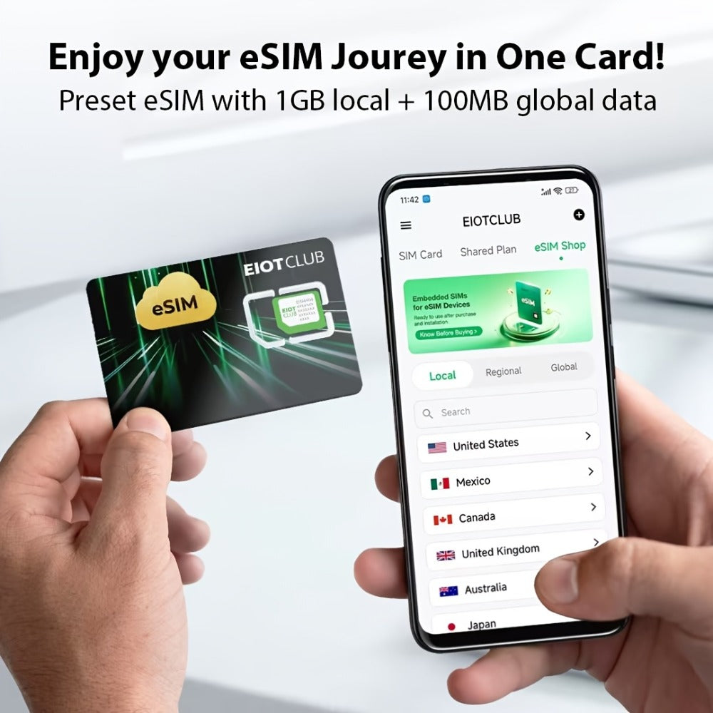 Global Travel eSIM Card EIOTCLUB Unlimited Downloads Store 8 Profiles, Works in Europe USA Japan China & 100+ Countries No Roaming Fees
