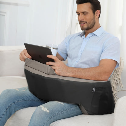 Reading Pillow with Armrests Bed Rest Pillow Back Support Cushion Side Pockets Cup Holder for Entryways, Bedrooms and Living Spaces