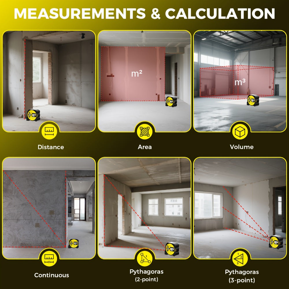 Laser Tape Measure 3-in-1 Digital Distance Meter 50M 165ft High Precision Infrared for Entryways, Bedrooms and Living Spaces