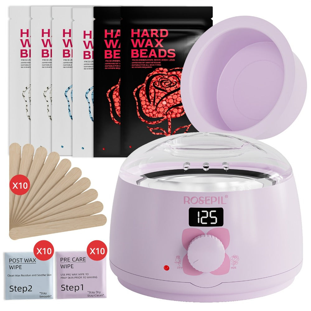 Wax Hair Removal Kit Digital Wax Pot with 6 Wax Bead Packets – Smart Temperature Control Salon-Grade Waxing Set for Body Bikini Face Legs