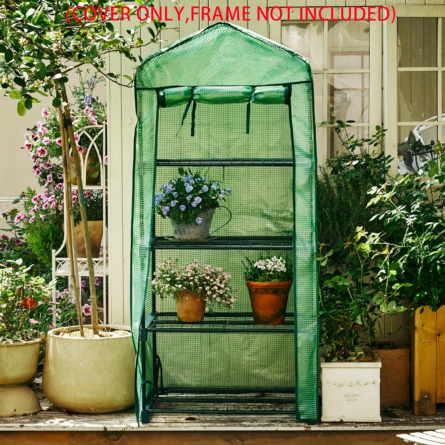 Mini Greenhouse with Steel Frame & Roll-Up Zipper Door, Portable Indoor Outdoor Plant Greenhouse