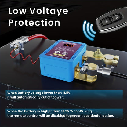 Battery Disconnect Switch 12V 240A – Smart LED Voltage Display Kill Switch, Anti-Theft Battery Drain Prevention for Car Truck RV (Wired
