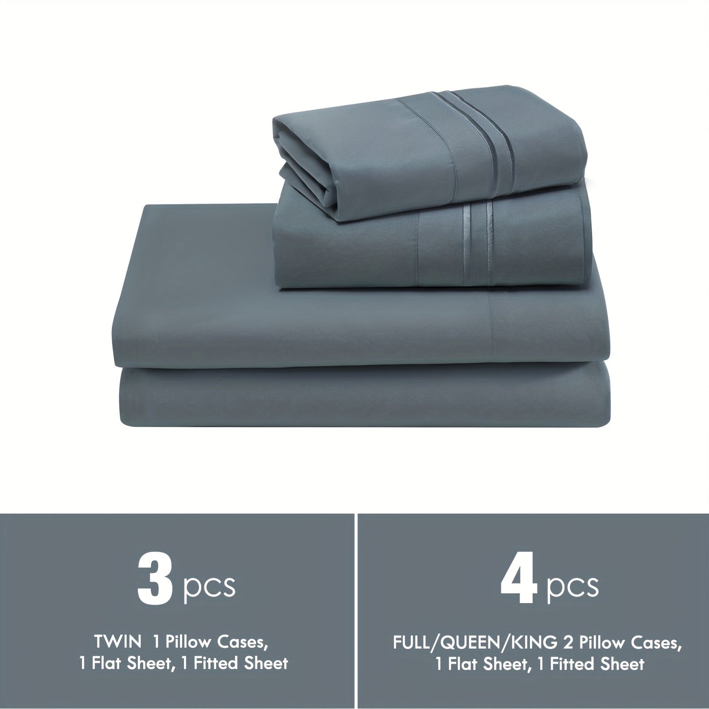 Fitted Sheet Set Deep Pocket | Soft Cooling Breathable Bedding 3-4pcs Fade-Resistant All-Season for Twin Full Queen King