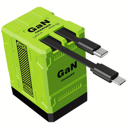 GaN Wall Charger 120W Fast with Retractable Built-In Cable & Foldable Plug for an Everyday Personal Care Routine
