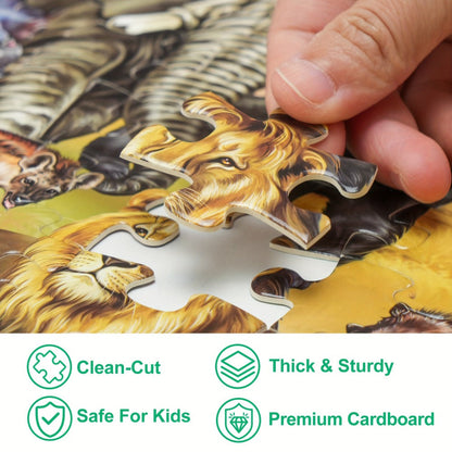 Double Sided Puzzle for Kids 100 Pieces Jungle Animals, 2-in-1 Jigsaw Educational Toy for Boys & Girls Ages 3 4 5 6 7 8